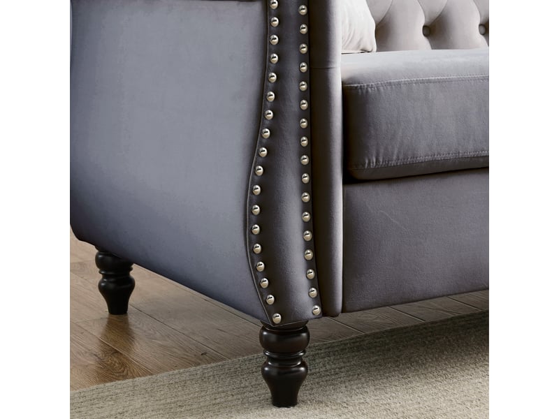  Canapé moderne - canapé en velours de style chersfield avec pieds en bois d'hévéa en forme de bouteille, réf. W3349s00147  - Conforama W