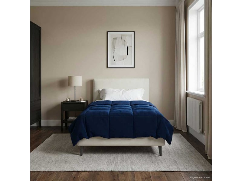  Duvet - couette complet toute l'année 135 x 220 cm 4 saisons bleu foncé  - Conforama D