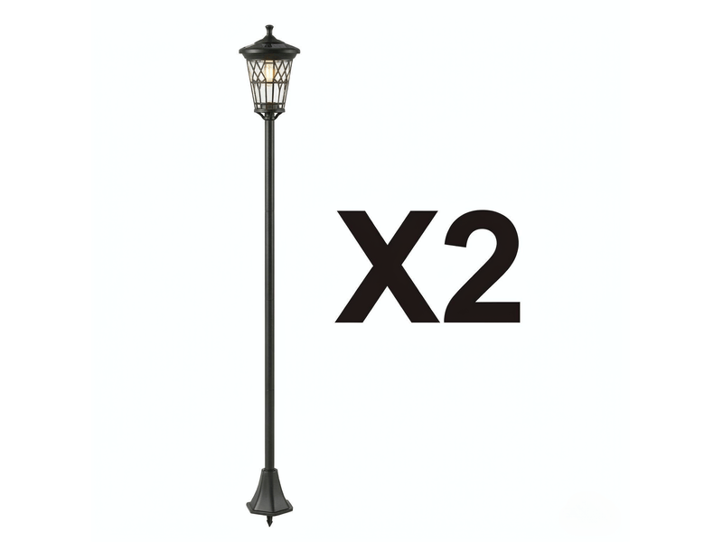  Lot de 2 lampadaires solaires de jardin 23,5 x 23,5 x 186 cm en acier inoxydable et abs réglables en hauteur noirs chicfurn  - Conforama A