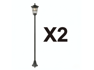 Lot de 2 lampadaires solaires de jardin 23,5 x 23,5 x 186 cm en acier inoxydable et abs réglables en hauteur noirs chicfurn