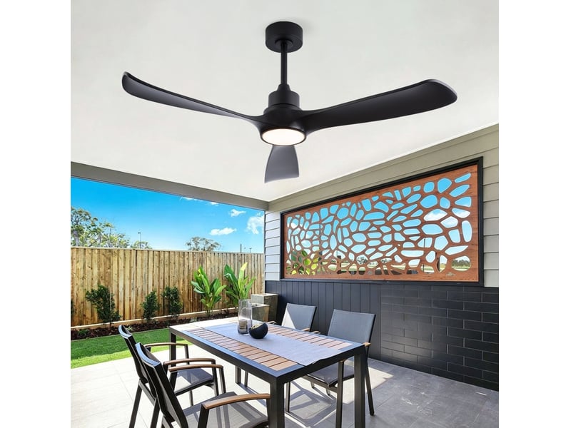 Ventilateur plafond 52 noir avec lumière, télécommande, moteur dc réversible, 3 temps couleur – intext, chambre, salon  - Conforama D
