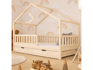 Lit cabane 90x190 cm <strong>KONTARBOOR</strong>  <strong></strong> coloris naturel