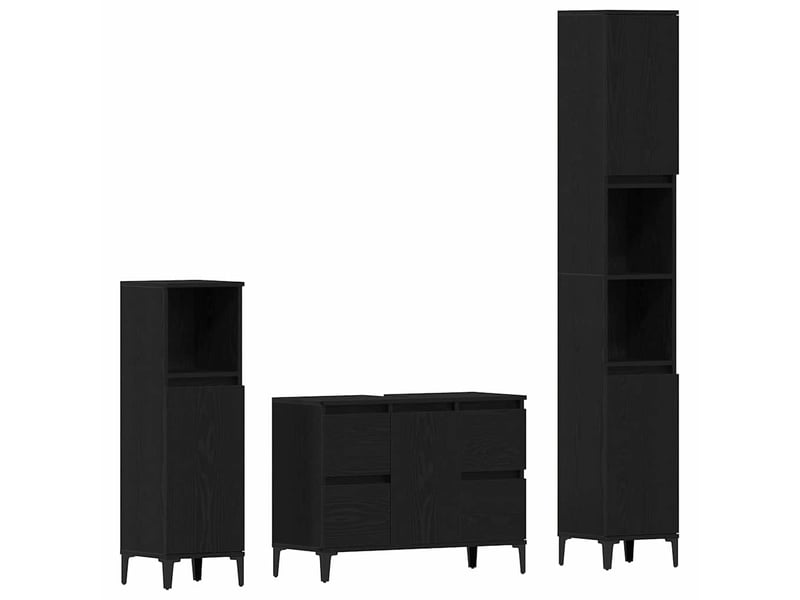 Ensemble de mobilier de salle de bain 3 pc chêne noir cf64321 - Conforama A