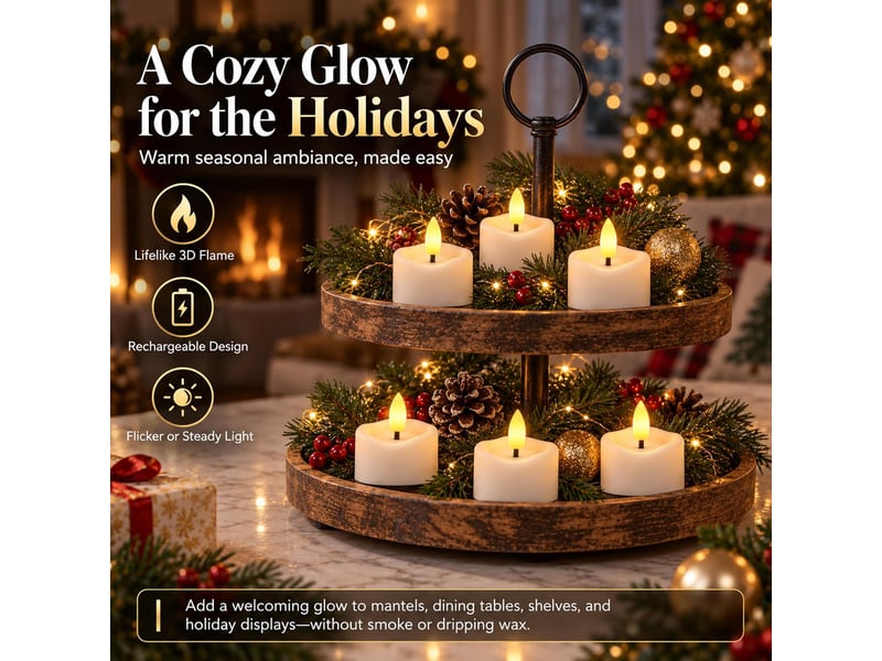 Bougies led rechargeables avec télécommande et minuterie – blanc, effet flamme vacillante, base de charge usb-c-style 4 - Conforama C