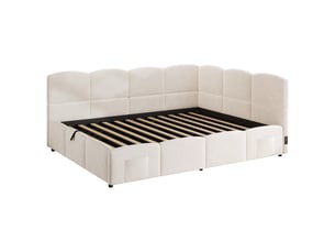 Lit coffre 140x200 cm BLACKCOLORS coloris beige