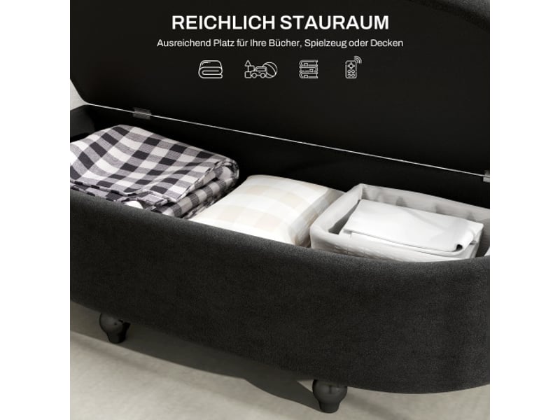  Banquette coffre gris foncé en velours, rangement, couvercle relevable, bois d’hévéa, 120 x 46 x 42 cm  - Conforama E