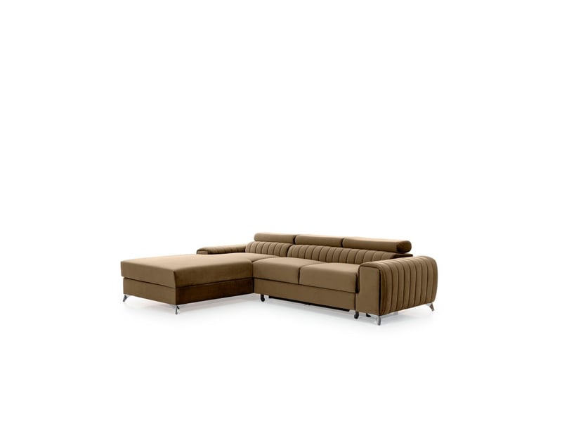  Canapé d'angle gauche marron clair convertible 3 places jayson convertible 3 places  - Conforama D