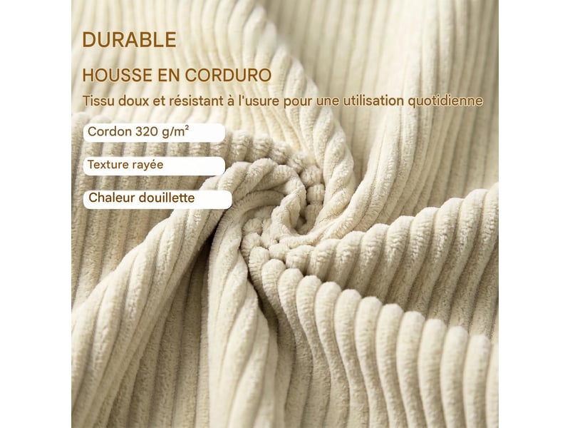  Banc coffre 2 places en velours côtelé avec accoudoirs beige 150x45x51 cm  - Conforama D