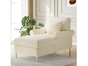 Fauteuil relax 133x87x90 cm, avec fonction allongée, coussin lombaire, canapé simple, pour salon, bureau, velours beige