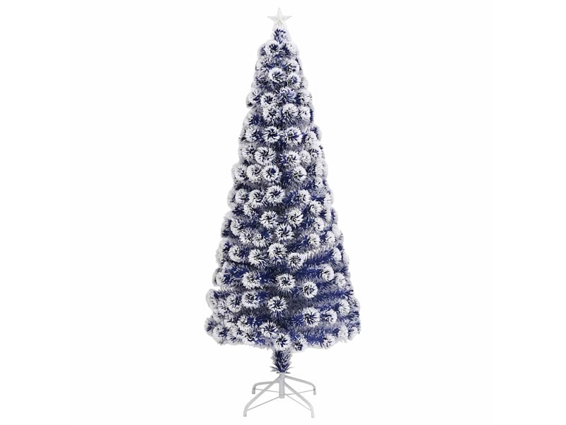  Sapin de noël, arbre de noël artificiel pré-éclairé blanc et bleu fibre optique shl9556  - Conforama C