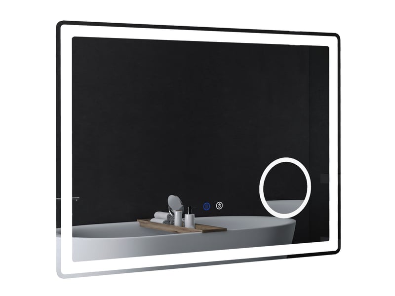  Miroir de salle de bain led avec zone grossissante 3x et anti-buée 80x3,8x60 cm  - Conforama A