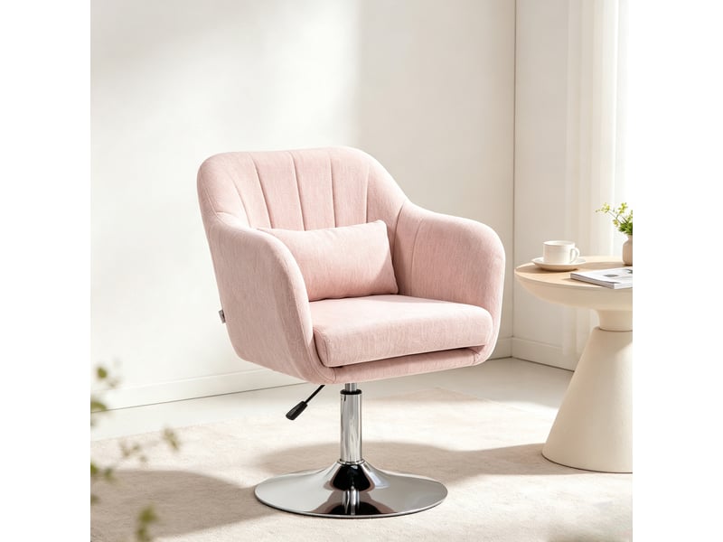  Fauteuil pivotant et réglable avec coussin lombaire rose 60x60x91 cm  - Conforama E