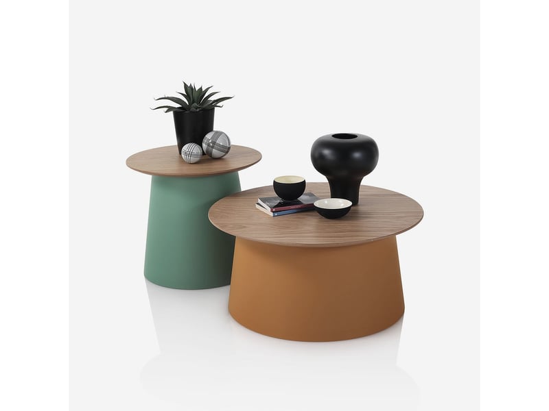 Table de salon ronde avec plateau en mdf marus b - vert foncé  - Conforama D