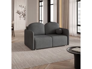 Canapé droit convertible <strong>MASSENO</strong> <strong></strong> 2 places Tissu gris avec coffre de rangement