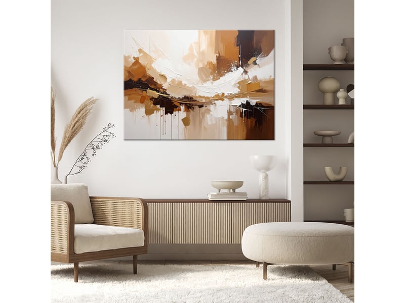 Image sur toile, paysage abstrait dans des tons chauds de brun et d'or 45x30 1312614351 - Conforama B