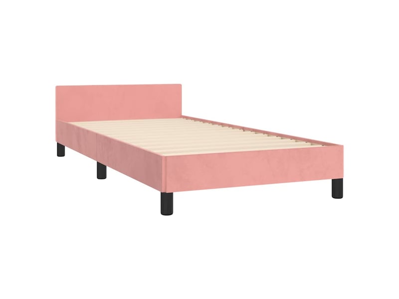  Lit simple- lit adulte -  cadre de lit et tête de lit sans matelas rose 80x200 cm velours  - Conforama C
