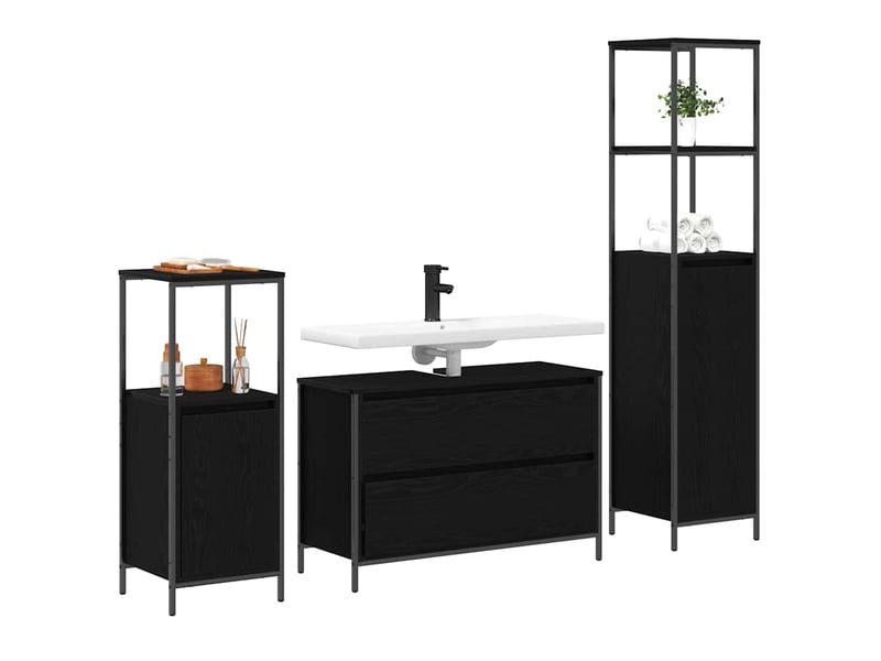  Ensemble de mobilier de salle de bain 3 pc chêne noir cf64330  - Conforama C