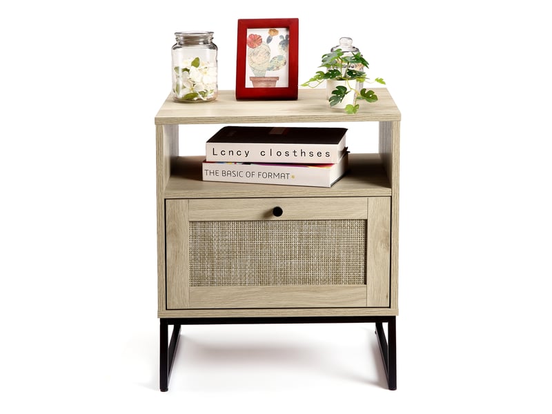  Table basse bohème en rotin – design moderne avec tiroir de rangement – pieds en métal robustes – pour salon ou chambre PHO_0ZS5IGXP - Conforama C