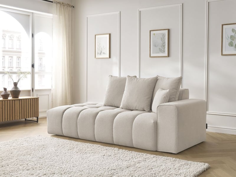  Bobochic canapé droit fixe mont-blanc tissu chiné beige  accoudoir droit MONT-BLANC - Conforama C