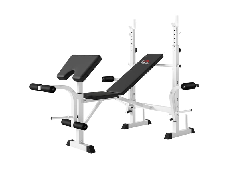 Banc de musculation incliné avec support pour haltères réglable, extension des jambes et pupitre à biceps pour salle de sport - Conforama B