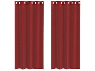 Lot de 2 rideaux en voile, voilages avec œillets rouge bordeaux cf44408