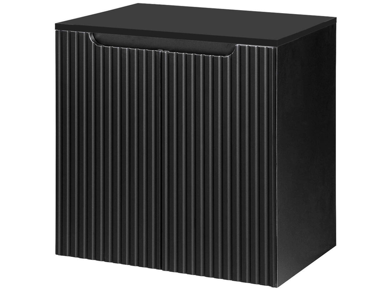  Meuble sous lavabo salle de bain rangement design avec 2 portes 60 x 60 x 40 cm noir 03_0010015  - Conforama A