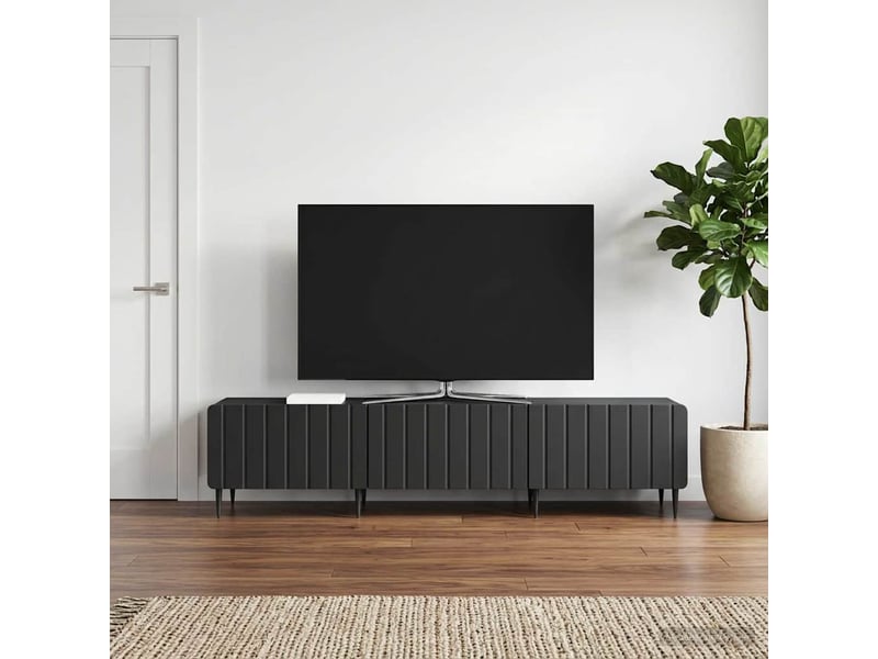  Meuble tv - banc tv - meuble de rangement avec tiroir noir 147 x 34,5 x 32 cm bois d'ingénierie  - Conforama B