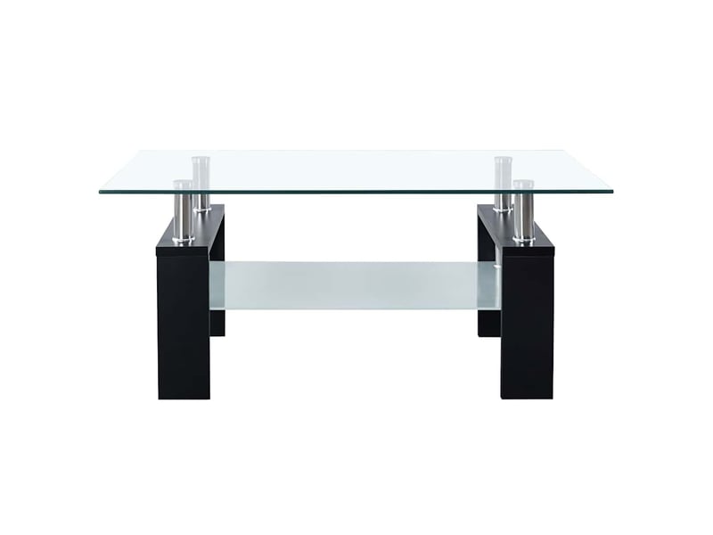  Table basse | table de salon noir et transparent 95x55x40 cm verre trempé  - Conforama D