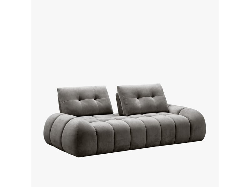  Canapé 3 places avec dossier amovible en tissu capitonné gris  - Conforama B