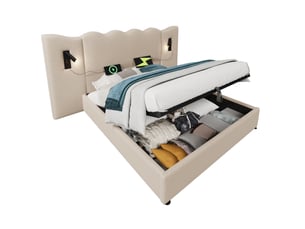 Lit coffre 160x200 cm MEULVA   coloris beige