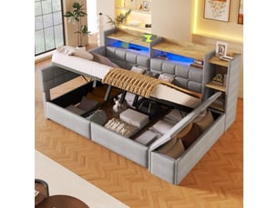 Lit banquette 140x200 cm <strong>SAPGAKS</strong> <strong></strong> coloris gris