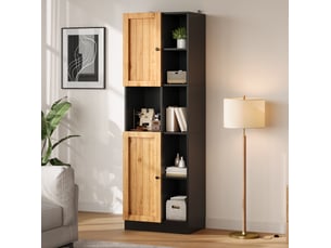 Meuble haut d'angle 50x35,5x170 cm avec 2 portes anthracite et chêne