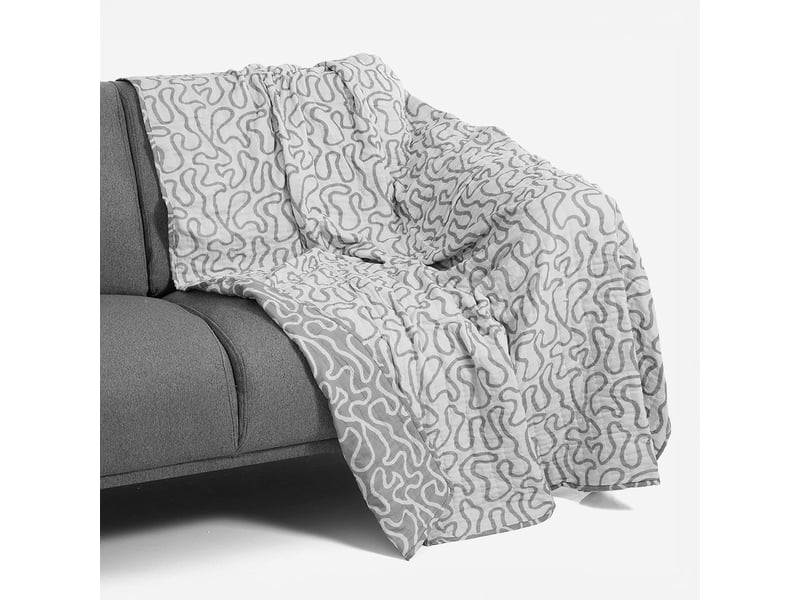  Plaid réversible en coton matelassé 190x135 double - gris  - Conforama D