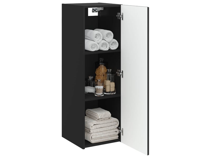  Cabinet salle de bain mural, meuble de rangement noir 33x34.5x60 cm shl4357  - Conforama C