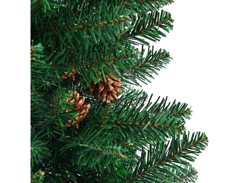  Sapin de noël - arbre de noël mince avec bois véritable et cônes vert 150cm pvc  - Conforama E