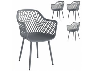 Fauteuil de jardin 56 x 51 x 84 cm lot de 4 pièces plastique accoudoirs et dossier résistance aux uv gris foncé