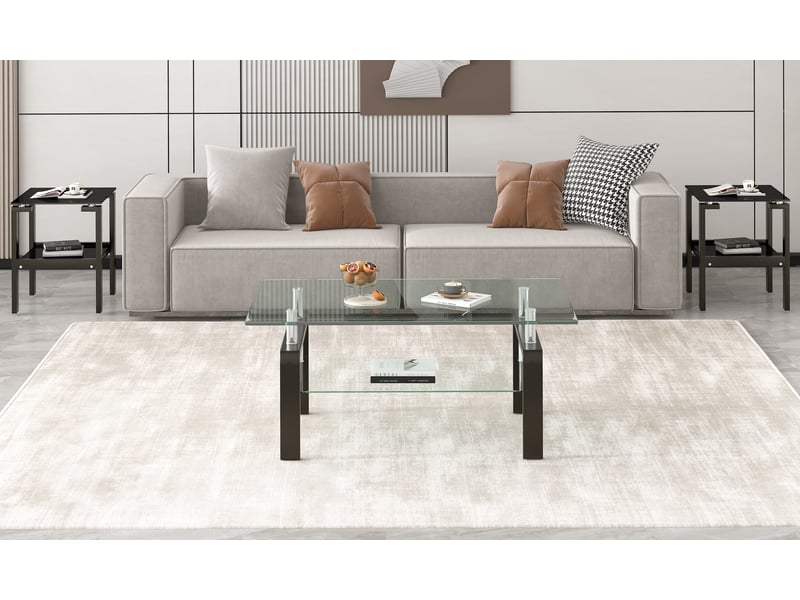  Table basse de salon, coloris transparent, en verre trempé, pour salon, pour maison et appartement, mobilier fonctionnel pour intérieur  - Conforama D