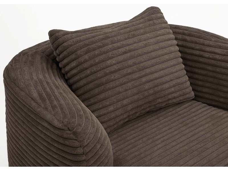  Fauteuil lounge relax avec coussin design arrondi et assise rembourrée tissu velours côtelé marron 04_0008970  - Conforama D