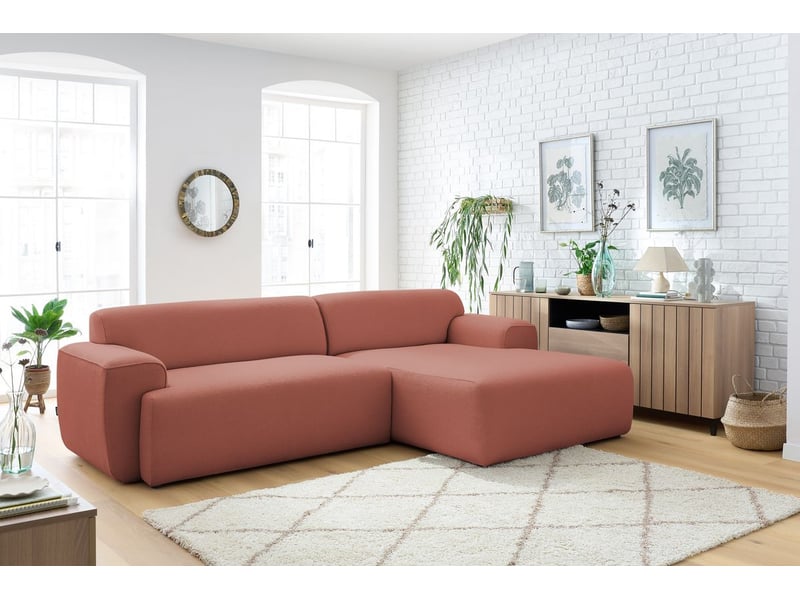  Bobochic canapé d'angle fixe marais rose  angle droit MARAIS - Conforama D