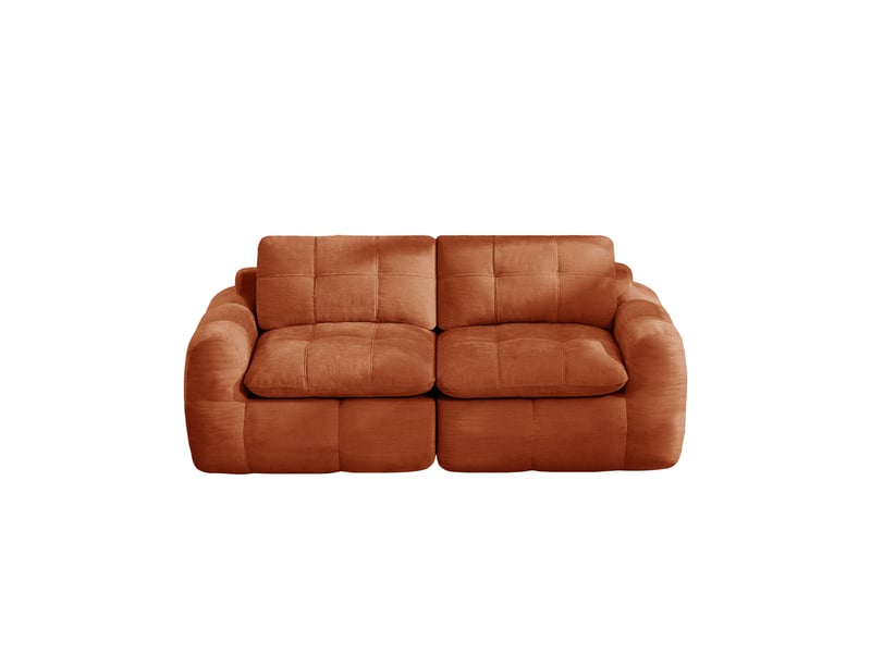  Canapé fixe, droit, modulaire, en tissu chenille, orange 194x97x68cm - Conforama D