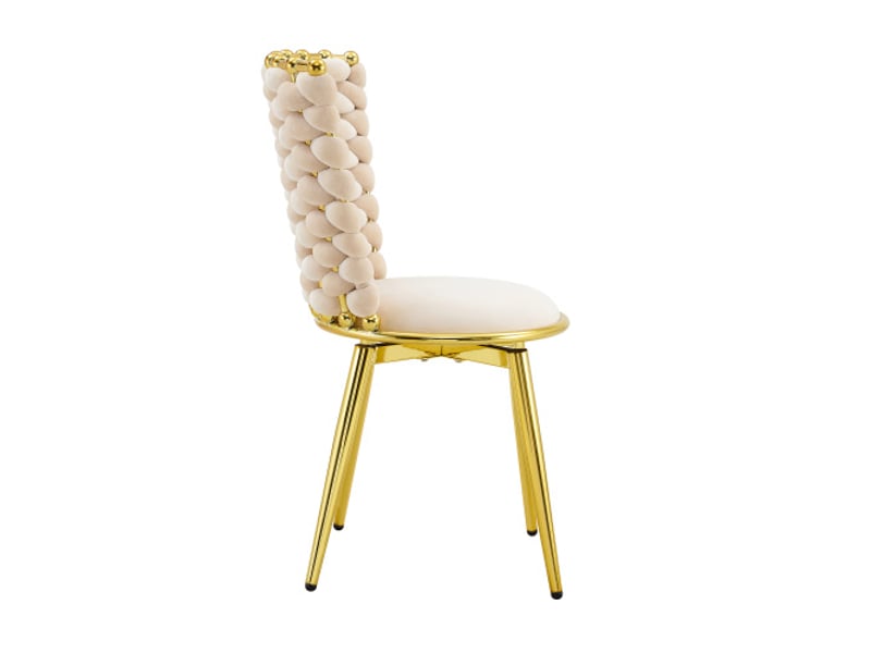  Ensemble de 2 chaises velours doré, pieds métal, assises et dossiers rembourrés, corde tressée  - Conforama D