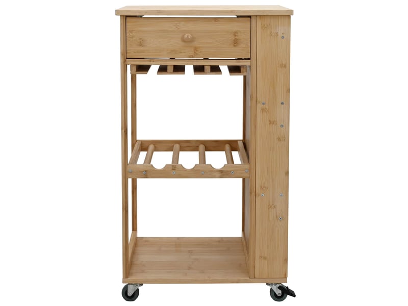  Desserte de cuisine, chariot de rangement avec roues naturel 47,5x36x83 cm bambou  - Conforama D