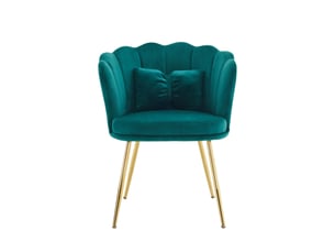 Lot de 2 chaises velours à dossier fleuri, pieds en métal doré, coussins papillon – salon ou salle à manger