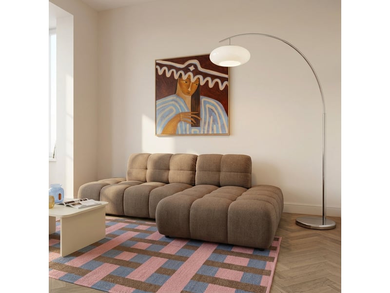  Canapé d'angle droit convertible almera 4 places tissu taupe  - Conforama B