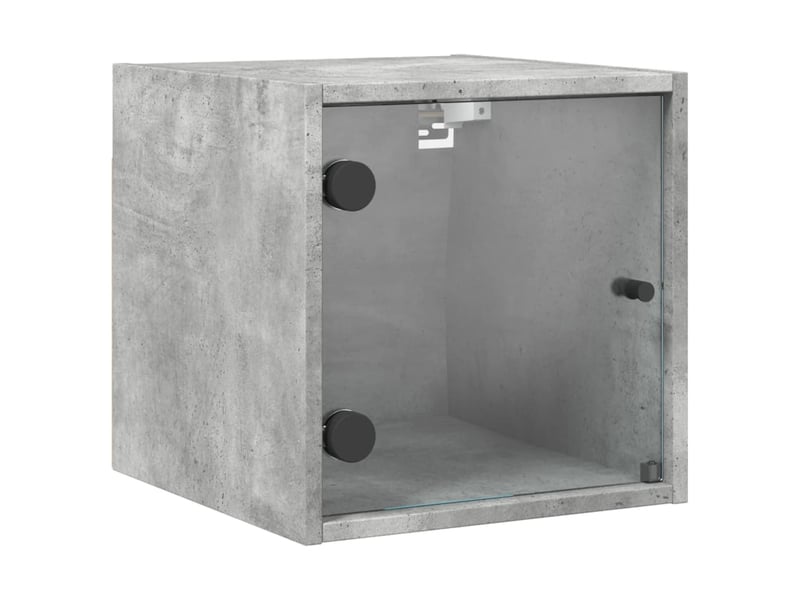  Lot de 2 tables de chevet - cabinet de chevet - table de nuit et portes vitrées gris béton 35x37x35 cm  - Conforama E
