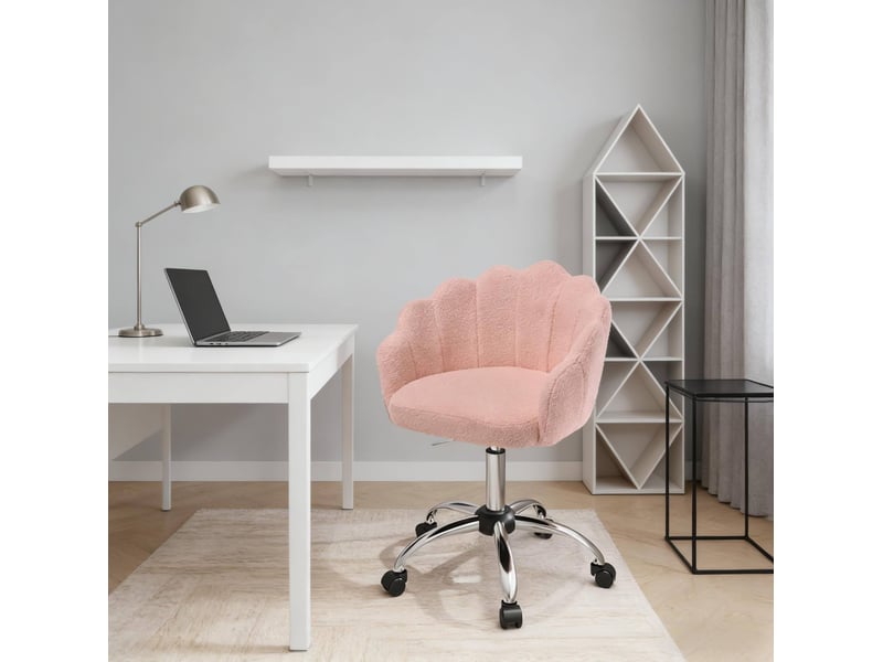 Chaise de bureau fleur 37,5x55x81,5 cm réglable tissu métal rose  - Conforama C