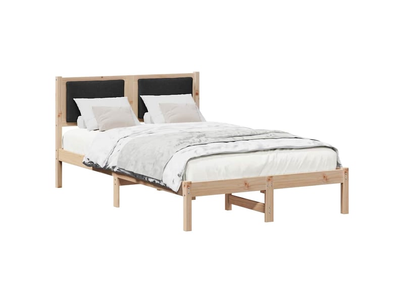  Lit double- lit adulte -  cadre de lit avec tête de lit noir 120 x 190 cm pin massif  - Conforama B