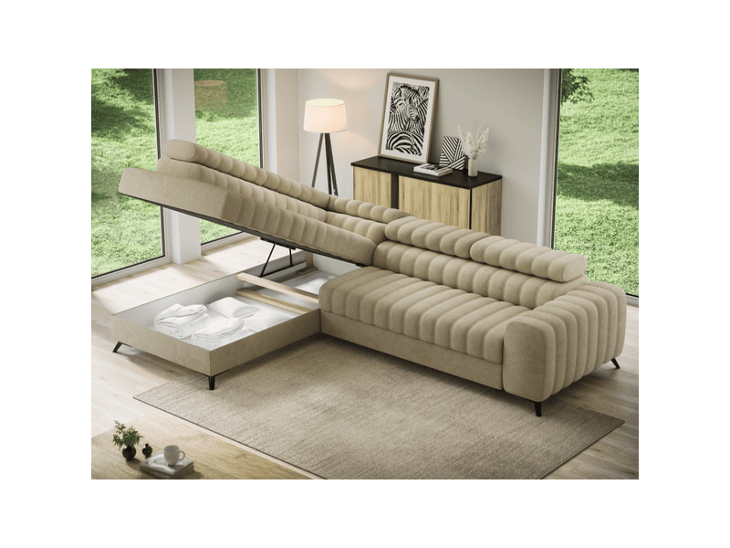  Canapé d'angle collection kanedojo coloris beige  - Conforama D
