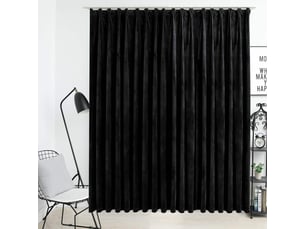 Rideau occultant, rideau black-out avec crochets velours noir 290x245 cm cf43965