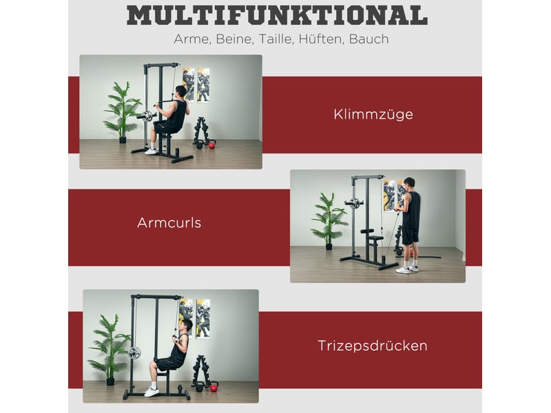  Station de musculation multifonctionnelle 107x120x190 cm – noire – poulie, siège réglable 3 positions  - Conforama D
